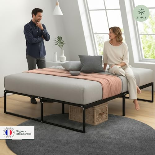 zinus lorelai sommier 140x190 cm avec lattes en métal cadre de lit 2 personnes en acier robuste hauteur 36 cm pour rangement montage facile noir zinus lorelai sommier 140x190 cm avec lattes en métal cadre de lit 2 personnes en acier robuste hauteur 36 cm pour rangement montage facile noir