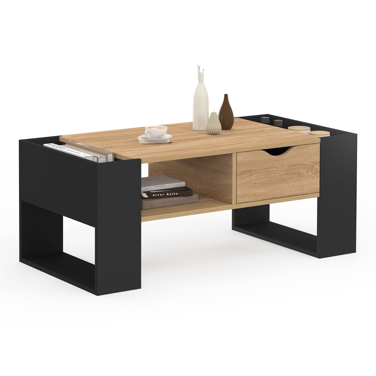 idmarket table basse rectangulaire beryl avec tiroir bois noir et façon hêtre idmarket table basse rectangulaire beryl avec tiroir bois noir et façon hêtre