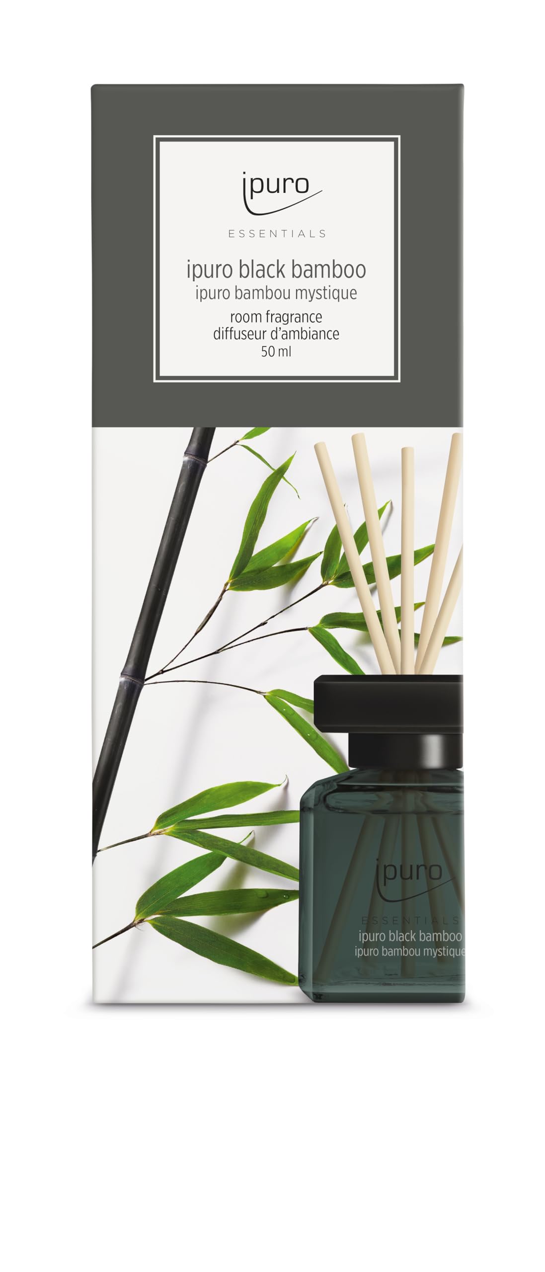 ipuro essentials parfum d'intérieur black bamboo 50ml notes de jasmin, citron, pomme, ambre, musc boisé diffuseur à bâtonnets parfum exotique et élégant pour maison ipuro essentials parfum d'intérieur black bamboo 50ml notes de jasmin, citron, pomme, ambre, musc boisé diffuseur à bâtonnets parfum exotique et élégant pour maison