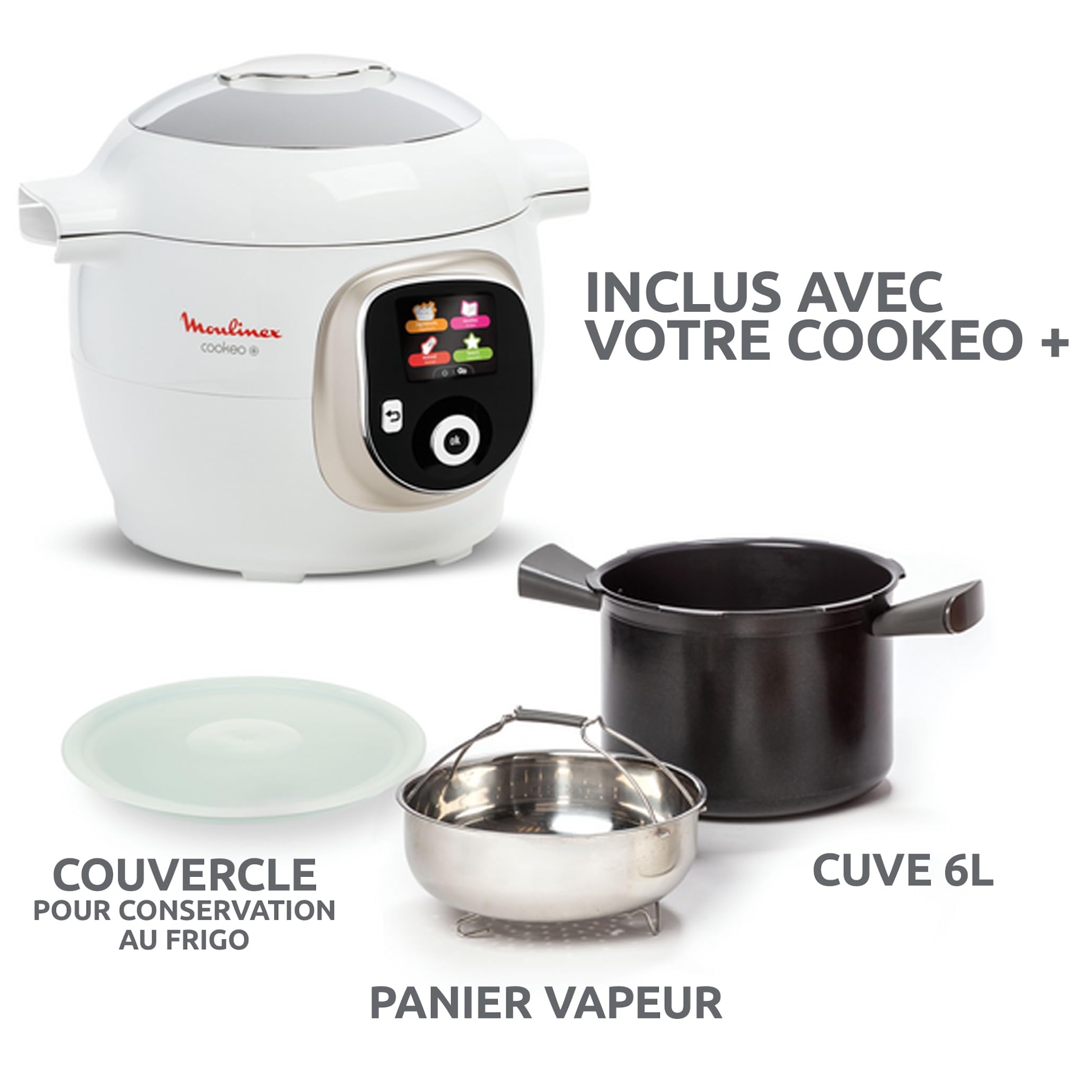 moulinex, cookeo multicuiseur intelligent 6l, 150 recettes intégrées, cuisson sans surveillance, ecran intuitif, guide de cuisson, application mymoulinex, 1600w, blanc, 15 ans réparabilité, ce85ca10 moulinex, cookeo multicuiseur intelligent 6l, 150 recettes intégrées, cuisson sans surveillance, ecran intuitif, guide de cuisson, application mymoulinex, 1600w, blanc, 15 ans réparabilité, ce85ca10
