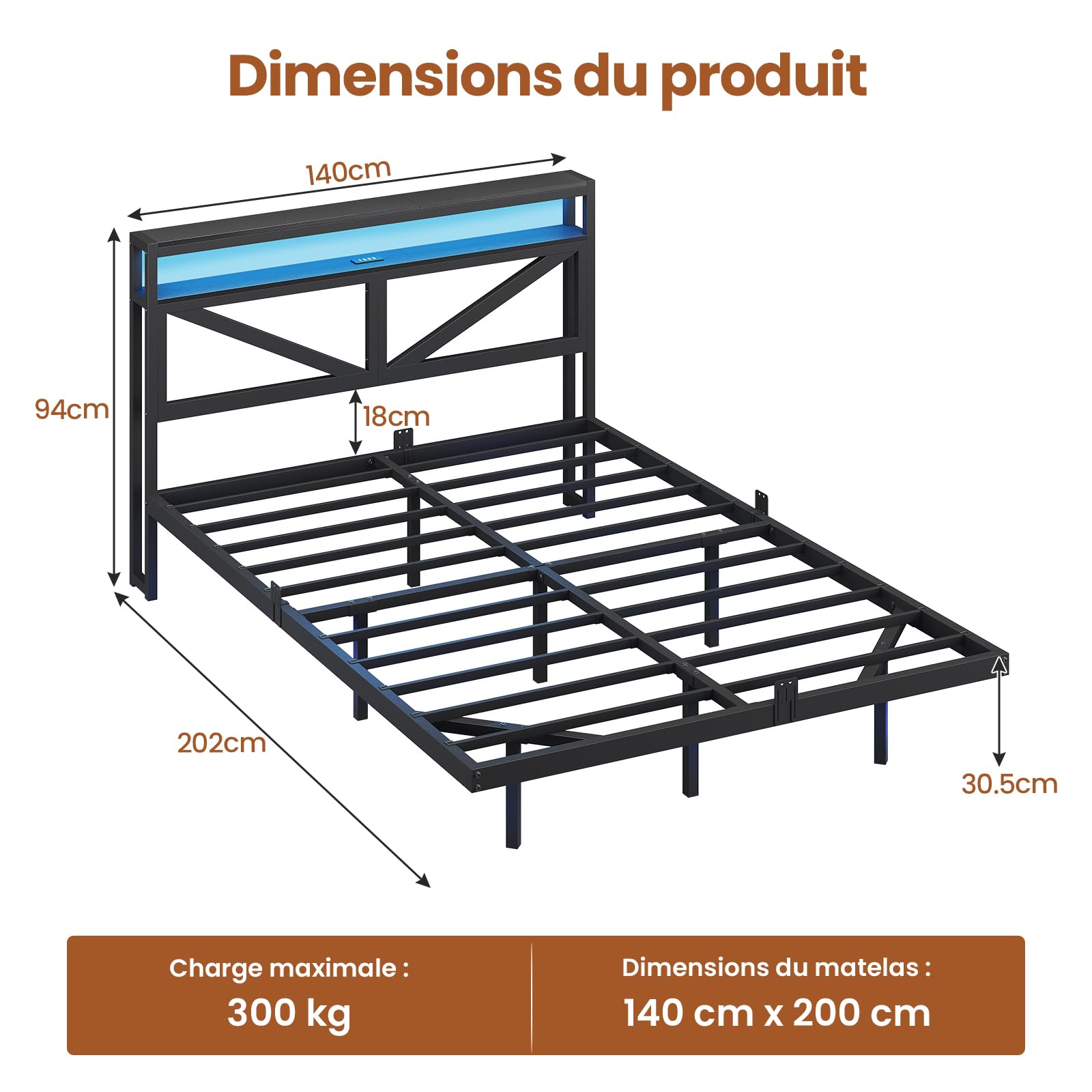 aogllati lit flottant 140x190 avec sommier en métal,cadre de lit 140x190 led 360° réglable avec 3 ports de charge,2 Étagères de rangement ouvertes pour chambre d'ado sans matelas,noir aogllati lit flottant 140x190 avec sommier en métal,cadre de lit 140x190 led 360° réglable avec 3 ports de charge,2 Étagères de rangement ouvertes pour chambre d'ado sans matelas,noir