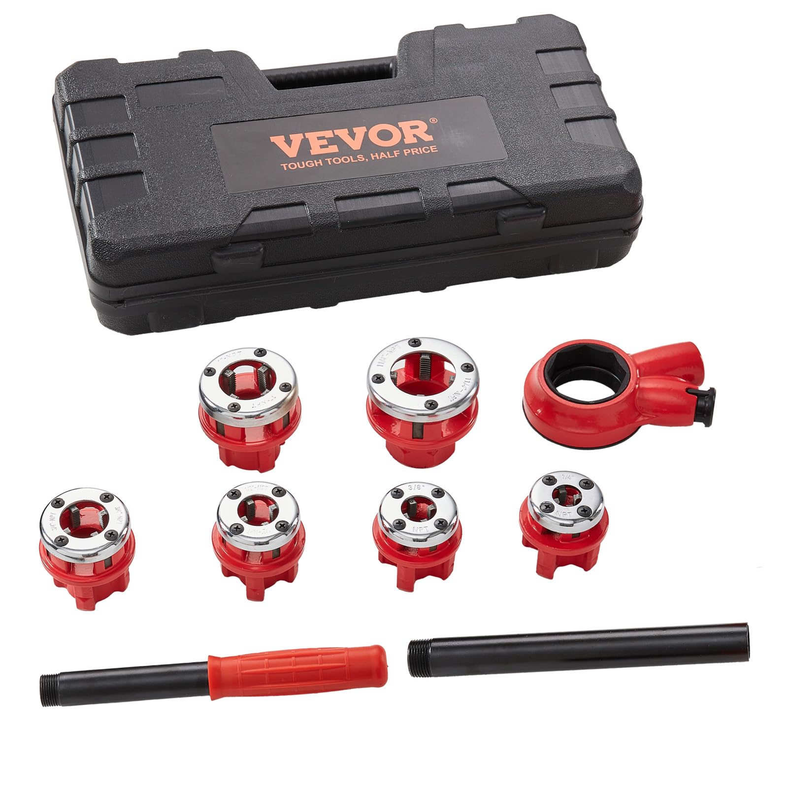 vevor kit de filetage de tuyau à cliquet 1/4" npt 1 1/4" npt coffret filières de plombier manuel portable 6 matrices npt mallette de rangement pour plomberie tuyaux en aluminium galvanisé fer cuivre vevor kit de filetage de tuyau à cliquet 1/4" npt 1 1/4" npt coffret filières de plombier manuel portable 6 matrices npt mallette de rangement pour plomberie tuyaux en aluminium galvanisé fer cuivre