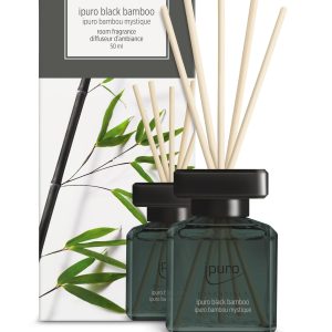 ipuro essentials parfum d'intérieur black bamboo 50ml notes de jasmin, citron, pomme, ambre, musc boisé diffuseur à bâtonnets parfum exotique et élégant pour maison