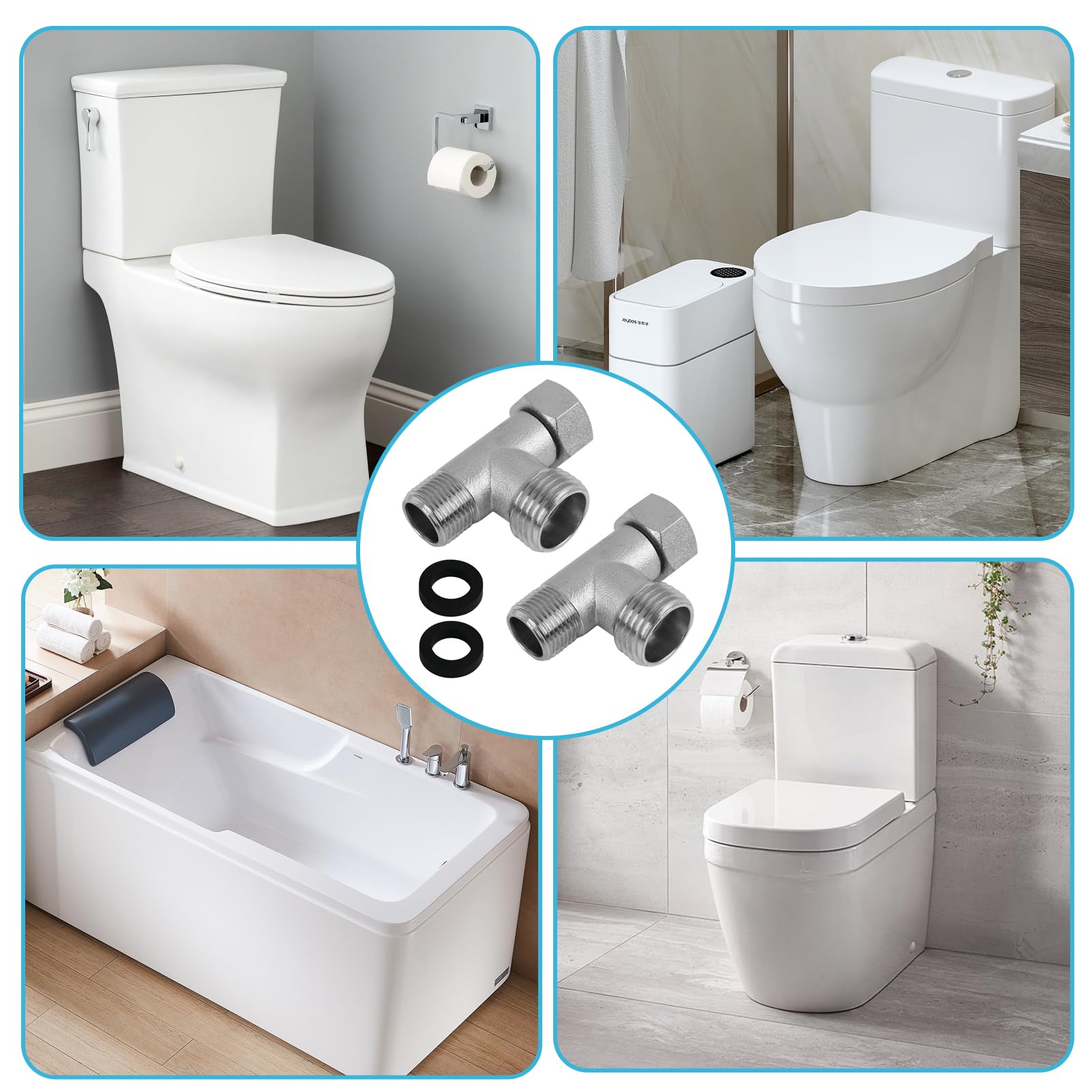 annlpoy 2 pièces raccord d'eau connecteur en t de plomberie en acier inoxydable 3/8" 1/2" wasseranschluss adapter t stück,robinet wc 3 voies, pour toilettes et plomberie domestique annlpoy 2 pièces raccord d'eau connecteur en t de plomberie en acier inoxydable 3/8" 1/2" wasseranschluss adapter t stück,robinet wc 3 voies, pour toilettes et plomberie domestique