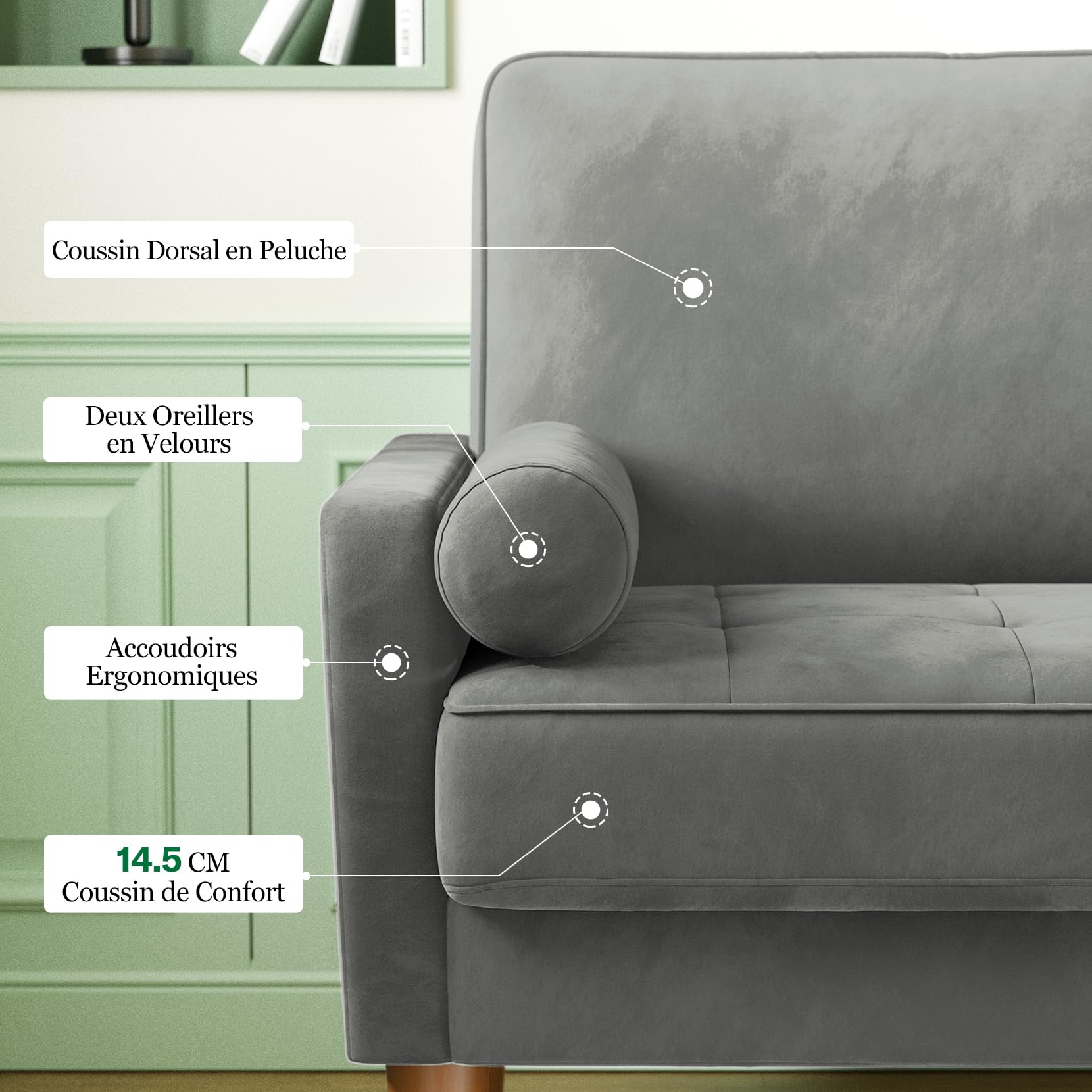 vesgantti petit canapé 2 places gris, canapé en velours 121cm avec coussin à ressorts, mini chambre avec accoudoirs, causeuse de salon moderne, causeuse fixe 2 places, gris causeuse vesgantti petit canapé 2 places gris, canapé en velours 121cm avec coussin à ressorts, mini chambre avec accoudoirs, causeuse de salon moderne, causeuse fixe 2 places, gris causeuse