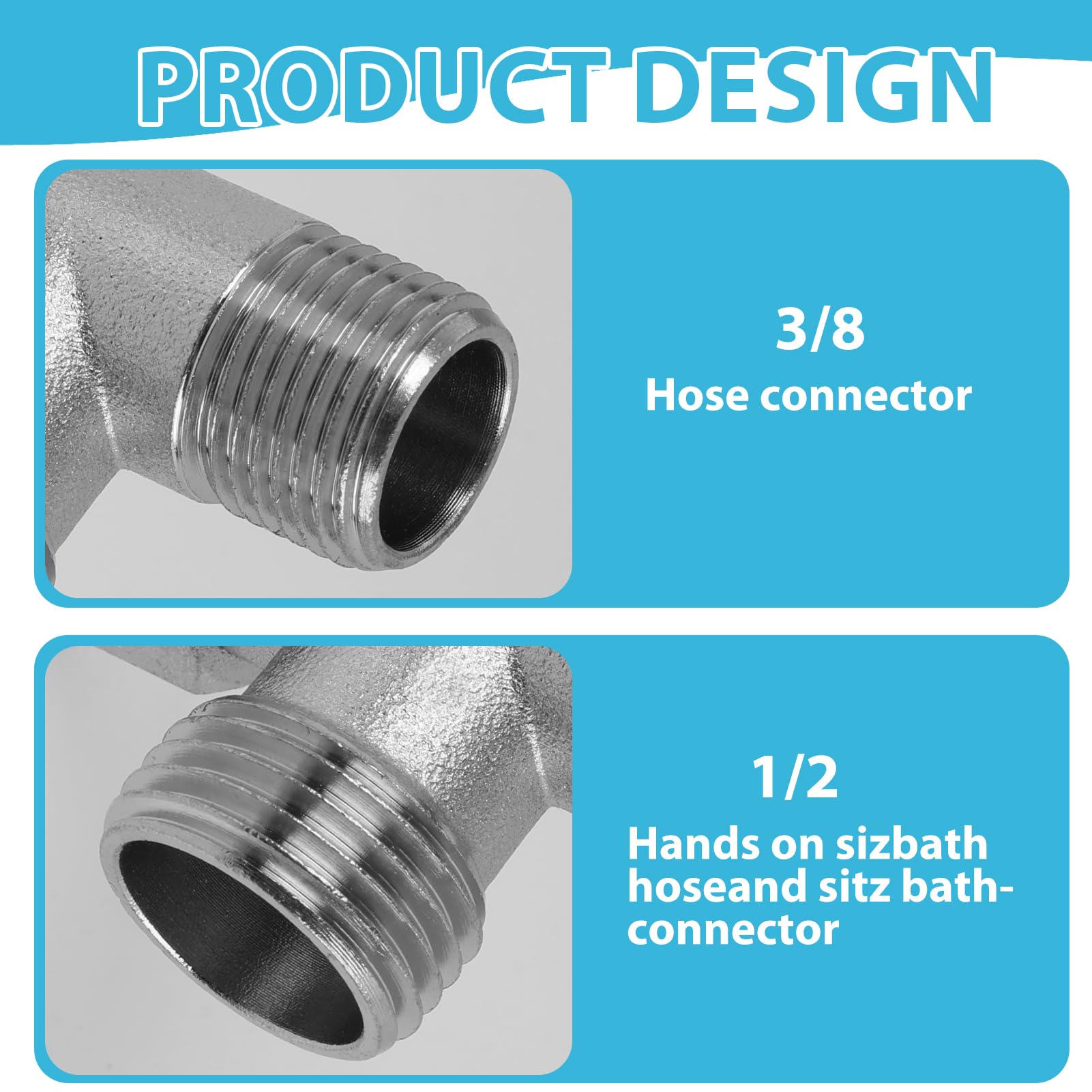 annlpoy 2 pièces raccord d'eau connecteur en t de plomberie en acier inoxydable 3/8" 1/2" wasseranschluss adapter t stück,robinet wc 3 voies, pour toilettes et plomberie domestique annlpoy 2 pièces raccord d'eau connecteur en t de plomberie en acier inoxydable 3/8" 1/2" wasseranschluss adapter t stück,robinet wc 3 voies, pour toilettes et plomberie domestique