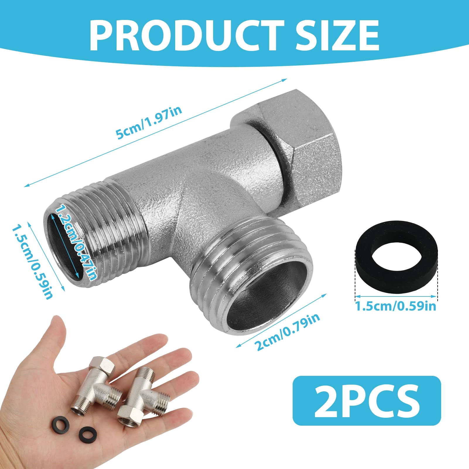 annlpoy 2 pièces raccord d'eau connecteur en t de plomberie en acier inoxydable 3/8" 1/2" wasseranschluss adapter t stück,robinet wc 3 voies, pour toilettes et plomberie domestique annlpoy 2 pièces raccord d'eau connecteur en t de plomberie en acier inoxydable 3/8" 1/2" wasseranschluss adapter t stück,robinet wc 3 voies, pour toilettes et plomberie domestique