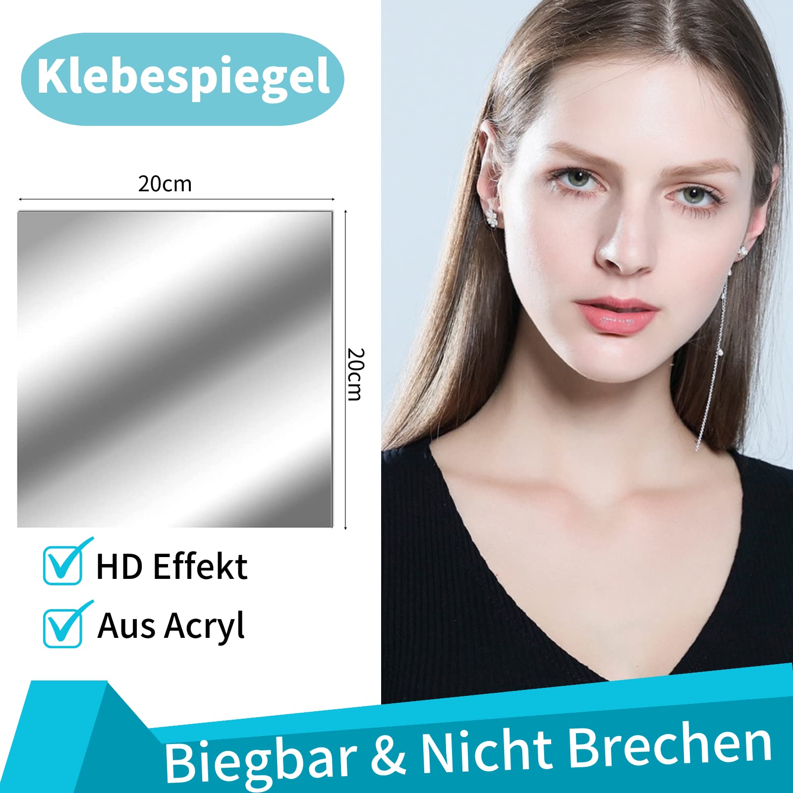 bosdontek 4 pièces miroir autocollant, 20 x 20 cm acrylique miroir adhésif porte, miroir collant muraux carrés flexible miroire deco pour salle de bain, salon, chambre bosdontek 4 pièces miroir autocollant, 20 x 20 cm acrylique miroir adhésif porte, miroir collant muraux carrés flexible miroire deco pour salle de bain, salon, chambre