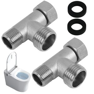 annlpoy 2 pièces raccord d'eau connecteur en t de plomberie en acier inoxydable 3/8" 1/2" wasseranschluss adapter t stück,robinet wc 3 voies, pour toilettes et plomberie domestique