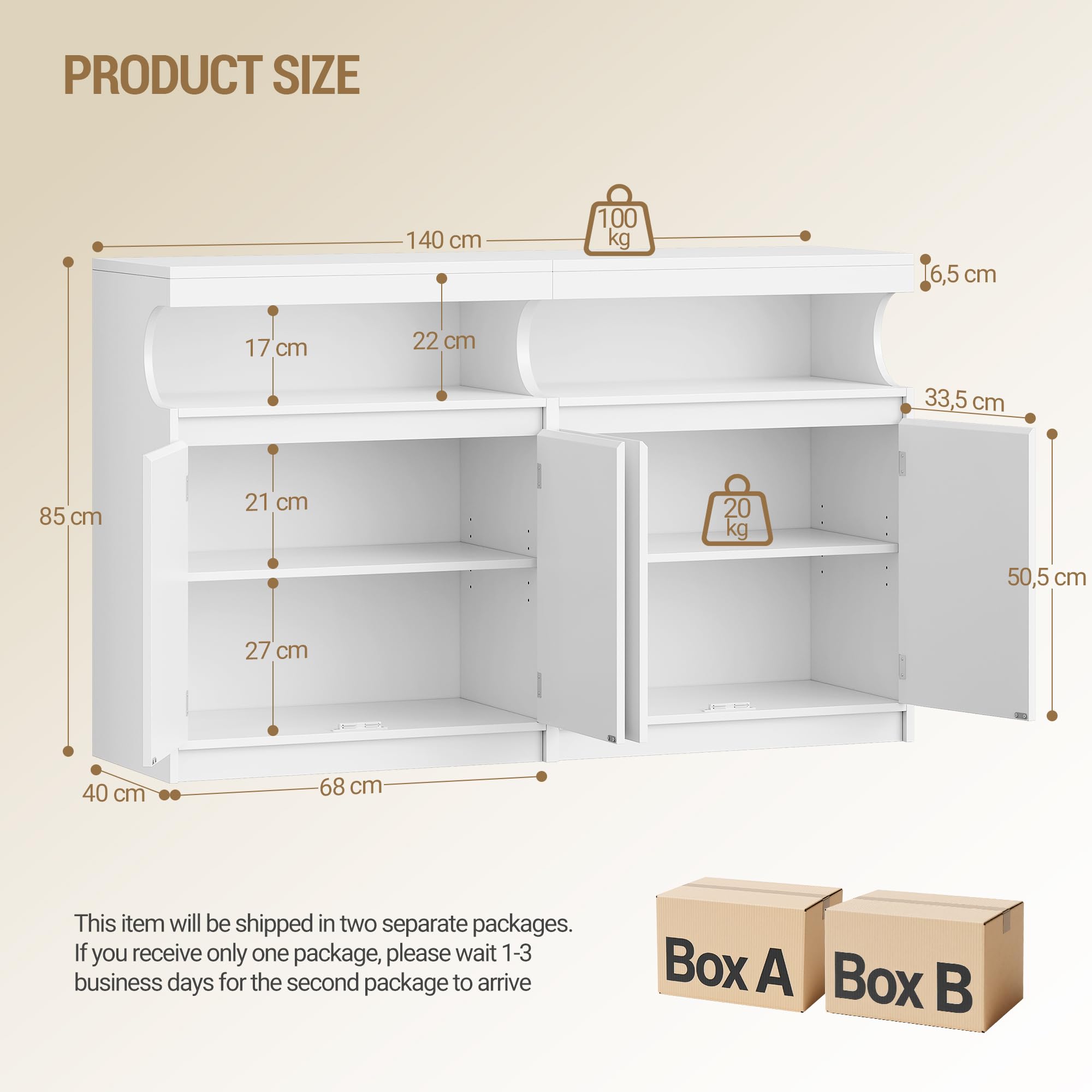 hzuaneri meuble cuisine, buffet à 4 portes, meuble de rangement avec espace ouvert, commode, style moderne, Étagères réglables, adapté à la cuisine ou au salon, 40 x 140 x 85 cm, blanc sc80103x hzuaneri meuble cuisine, buffet à 4 portes, meuble de rangement avec espace ouvert, commode, style moderne, Étagères réglables, adapté à la cuisine ou au salon, 40 x 140 x 85 cm, blanc sc80103x