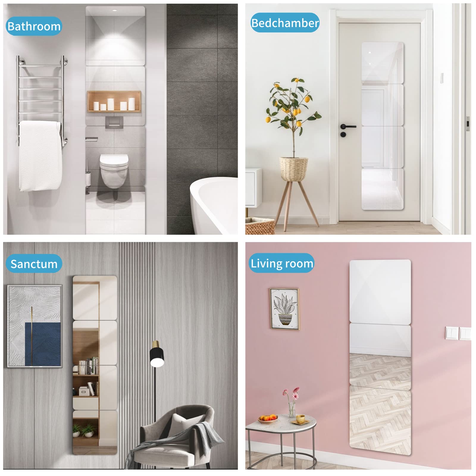 bosdontek 4 pièces miroir autocollant, 20 x 20 cm acrylique miroir adhésif porte, miroir collant muraux carrés flexible miroire deco pour salle de bain, salon, chambre bosdontek 4 pièces miroir autocollant, 20 x 20 cm acrylique miroir adhésif porte, miroir collant muraux carrés flexible miroire deco pour salle de bain, salon, chambre