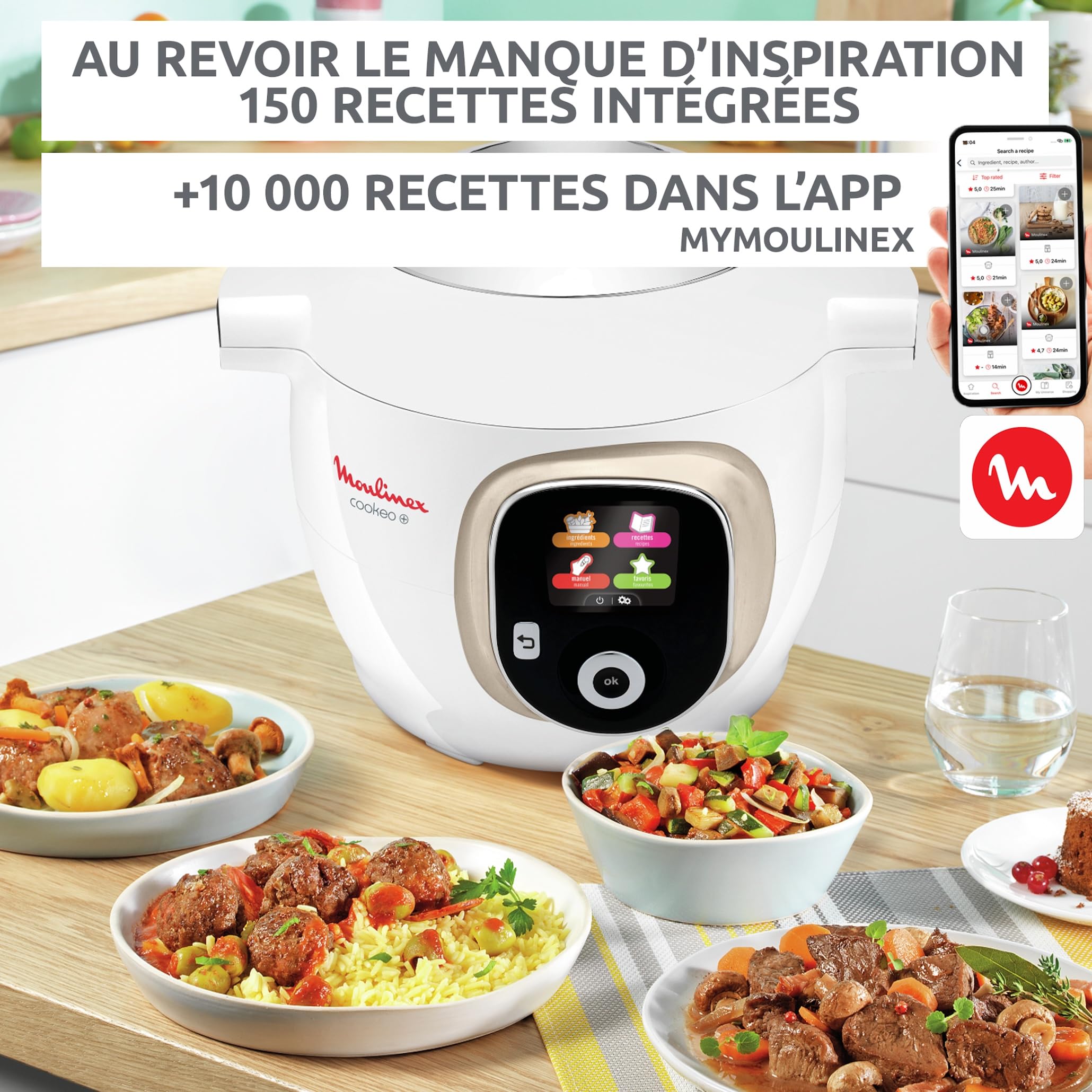 moulinex, cookeo multicuiseur intelligent 6l, 150 recettes intégrées, cuisson sans surveillance, ecran intuitif, guide de cuisson, application mymoulinex, 1600w, blanc, 15 ans réparabilité, ce85ca10 moulinex, cookeo multicuiseur intelligent 6l, 150 recettes intégrées, cuisson sans surveillance, ecran intuitif, guide de cuisson, application mymoulinex, 1600w, blanc, 15 ans réparabilité, ce85ca10