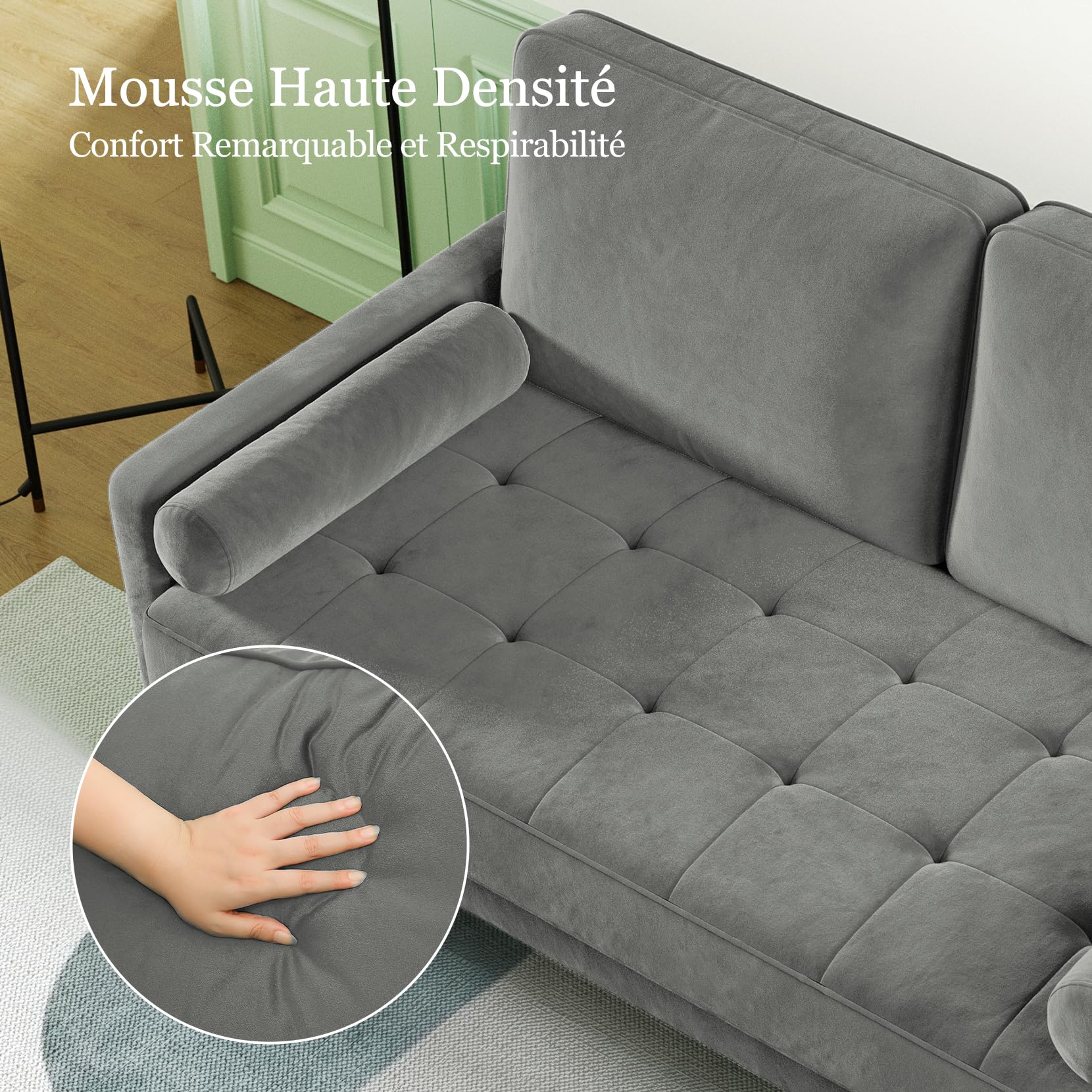 vesgantti petit canapé 2 places gris, canapé en velours 121cm avec coussin à ressorts, mini chambre avec accoudoirs, causeuse de salon moderne, causeuse fixe 2 places, gris causeuse vesgantti petit canapé 2 places gris, canapé en velours 121cm avec coussin à ressorts, mini chambre avec accoudoirs, causeuse de salon moderne, causeuse fixe 2 places, gris causeuse