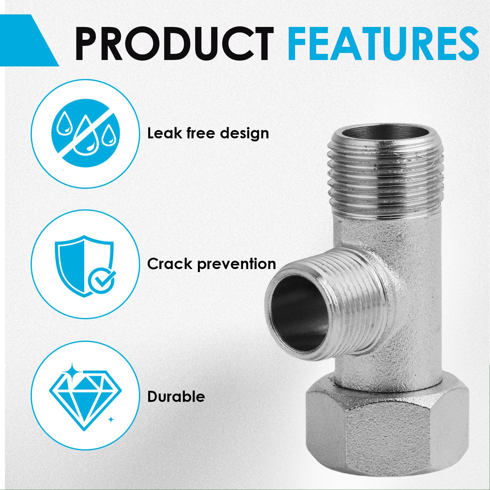 annlpoy 2 pièces raccord d'eau connecteur en t de plomberie en acier inoxydable 3/8" 1/2" wasseranschluss adapter t stück,robinet wc 3 voies, pour toilettes et plomberie domestique annlpoy 2 pièces raccord d'eau connecteur en t de plomberie en acier inoxydable 3/8" 1/2" wasseranschluss adapter t stück,robinet wc 3 voies, pour toilettes et plomberie domestique