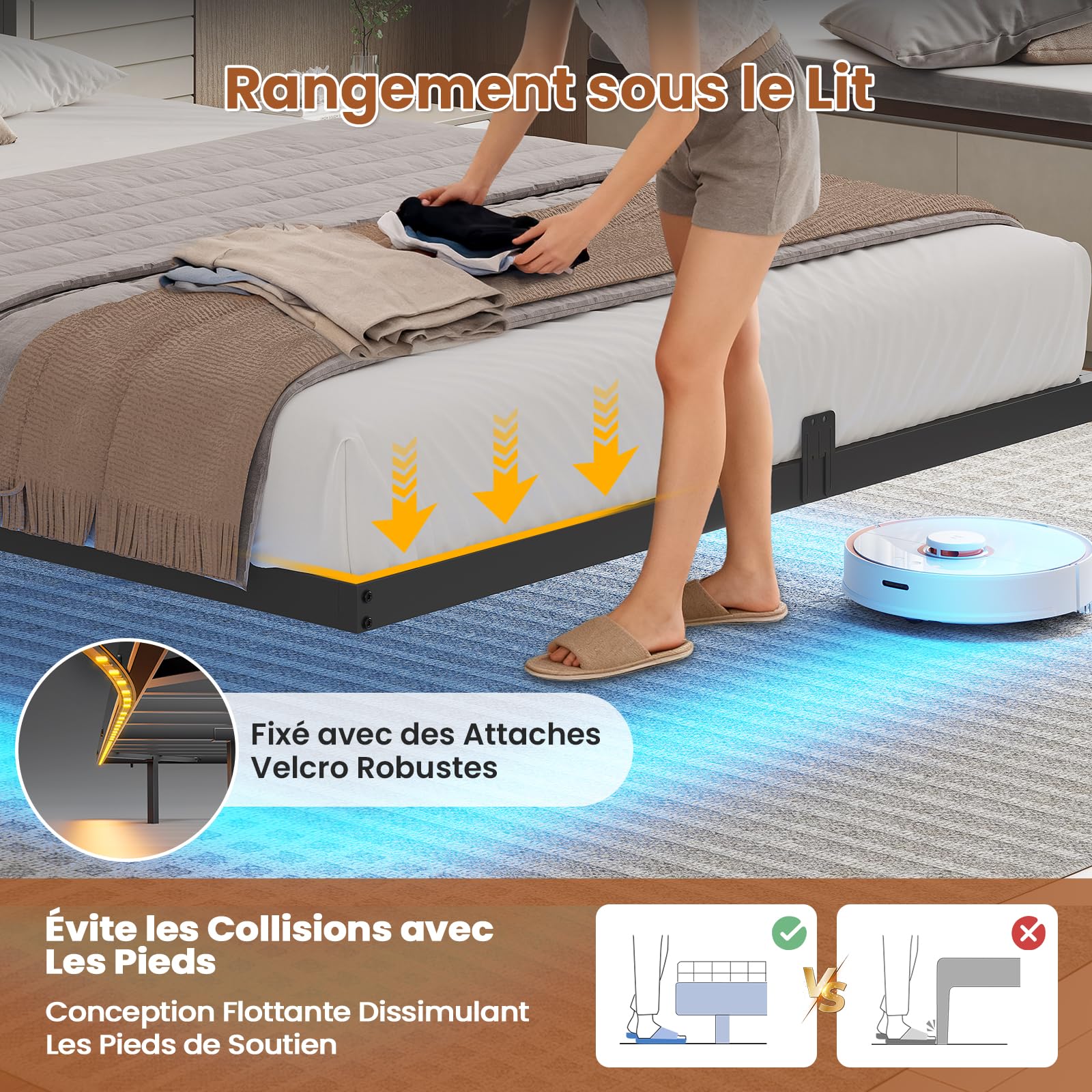 aogllati lit flottant 140x190 avec sommier en métal,cadre de lit 140x190 led 360° réglable avec 3 ports de charge,2 Étagères de rangement ouvertes pour chambre d'ado sans matelas,noir aogllati lit flottant 140x190 avec sommier en métal,cadre de lit 140x190 led 360° réglable avec 3 ports de charge,2 Étagères de rangement ouvertes pour chambre d'ado sans matelas,noir